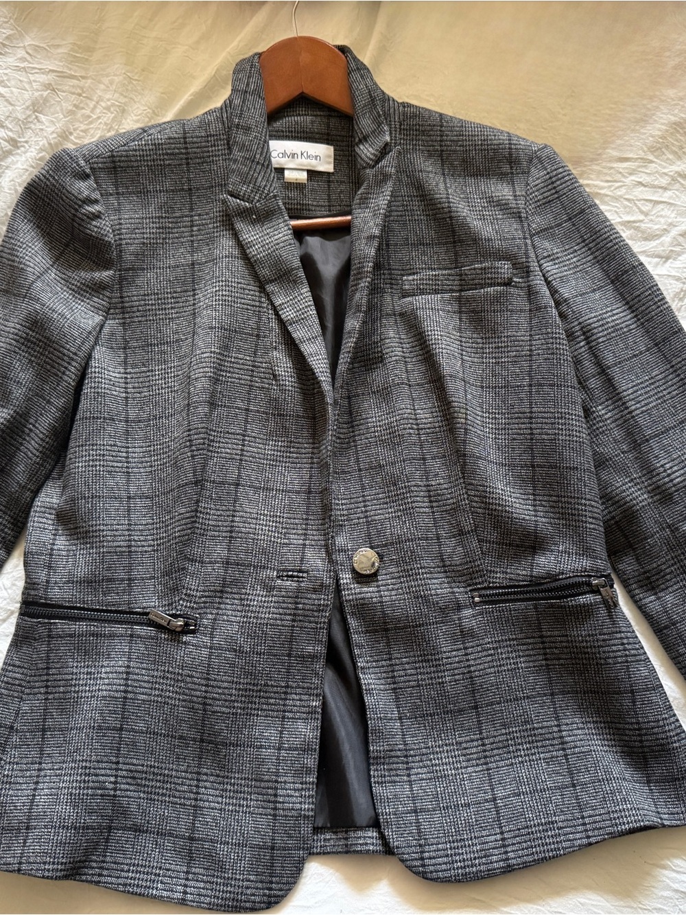 Calvin Klein Gray Plaid Women’s Blazer
